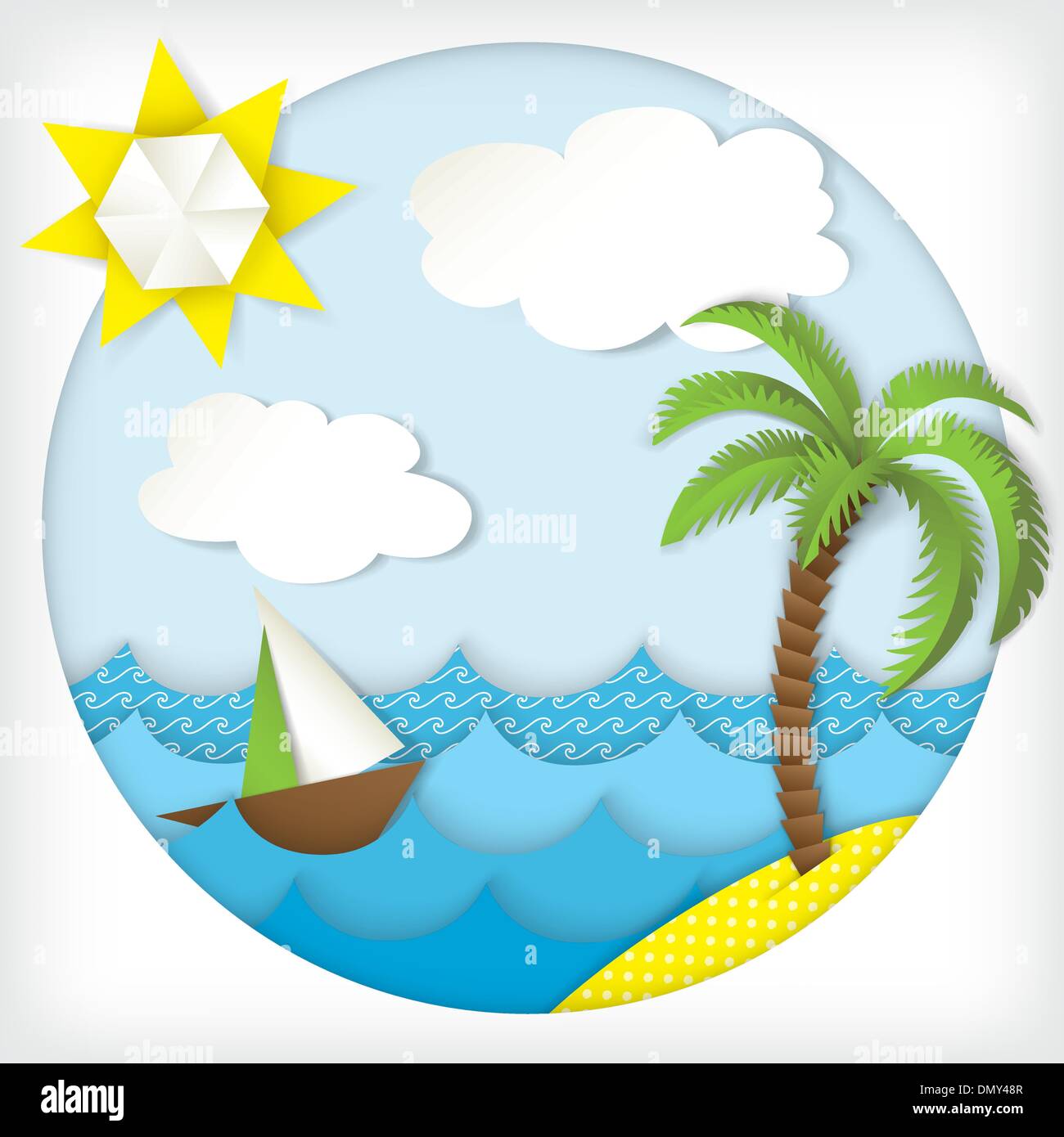 bunte Seelandschaft gemacht?? Papier Origami Stock Vektor