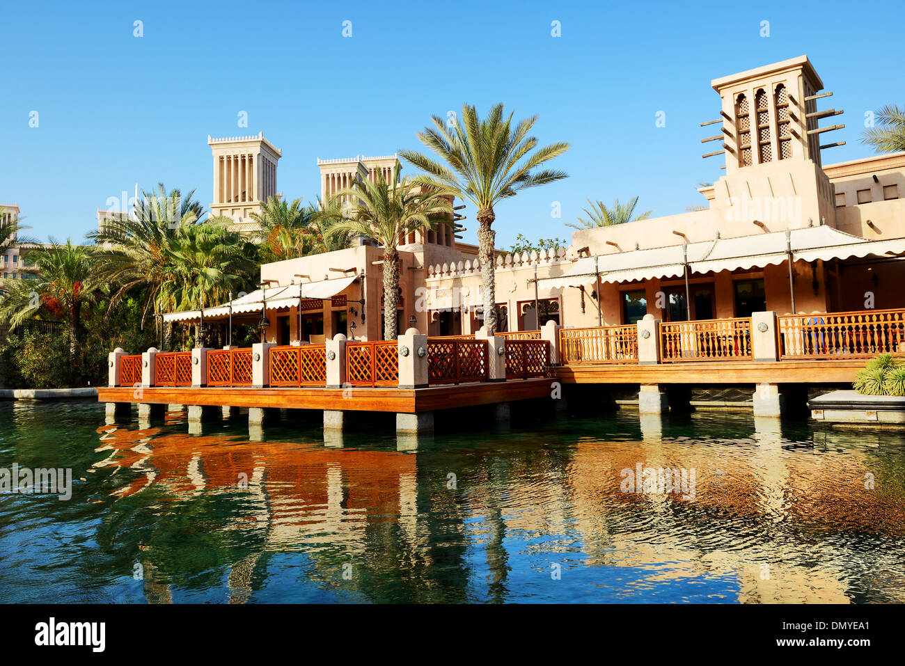 Blick auf den Souk Madinat Jumeirah, Dubai, VAE Stockfoto