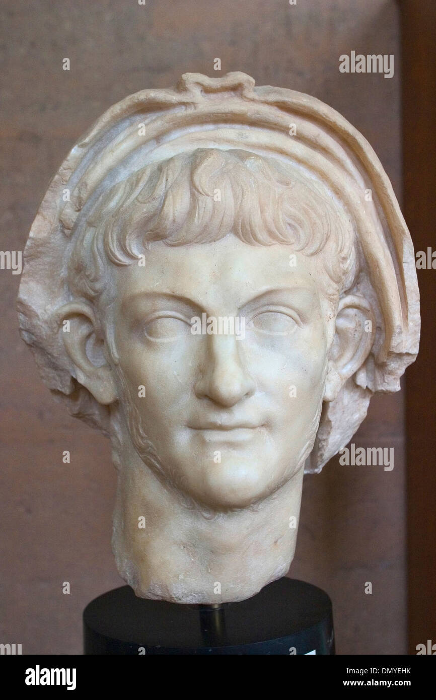 Europa, Griechenland, Peloponnes, antiken Korinth, archäologischen Museum, Portrait des Kaisers Nero ca. 60 n. Chr. Stockfoto
