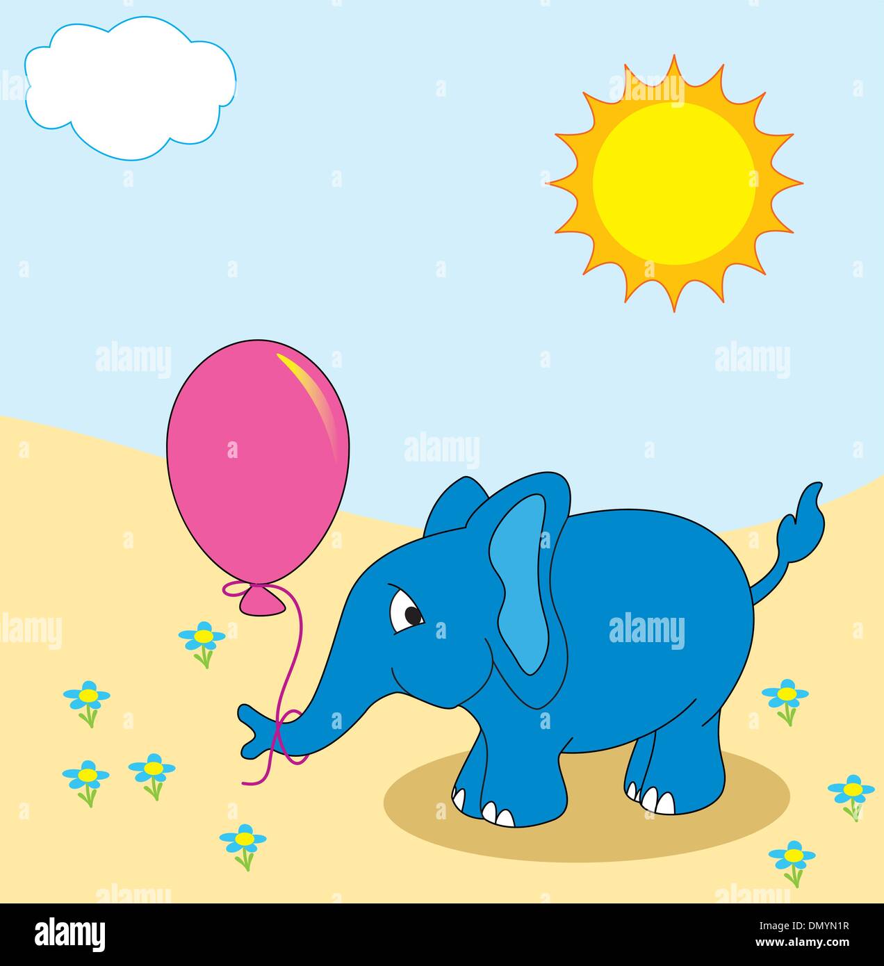 Vektor-Elefant mit Ballon Stock Vektor