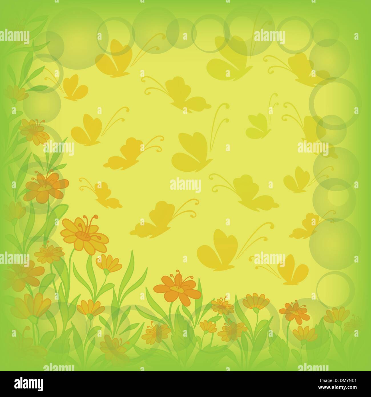 Hintergrund, Blumen und Schmetterlinge Stock Vektor