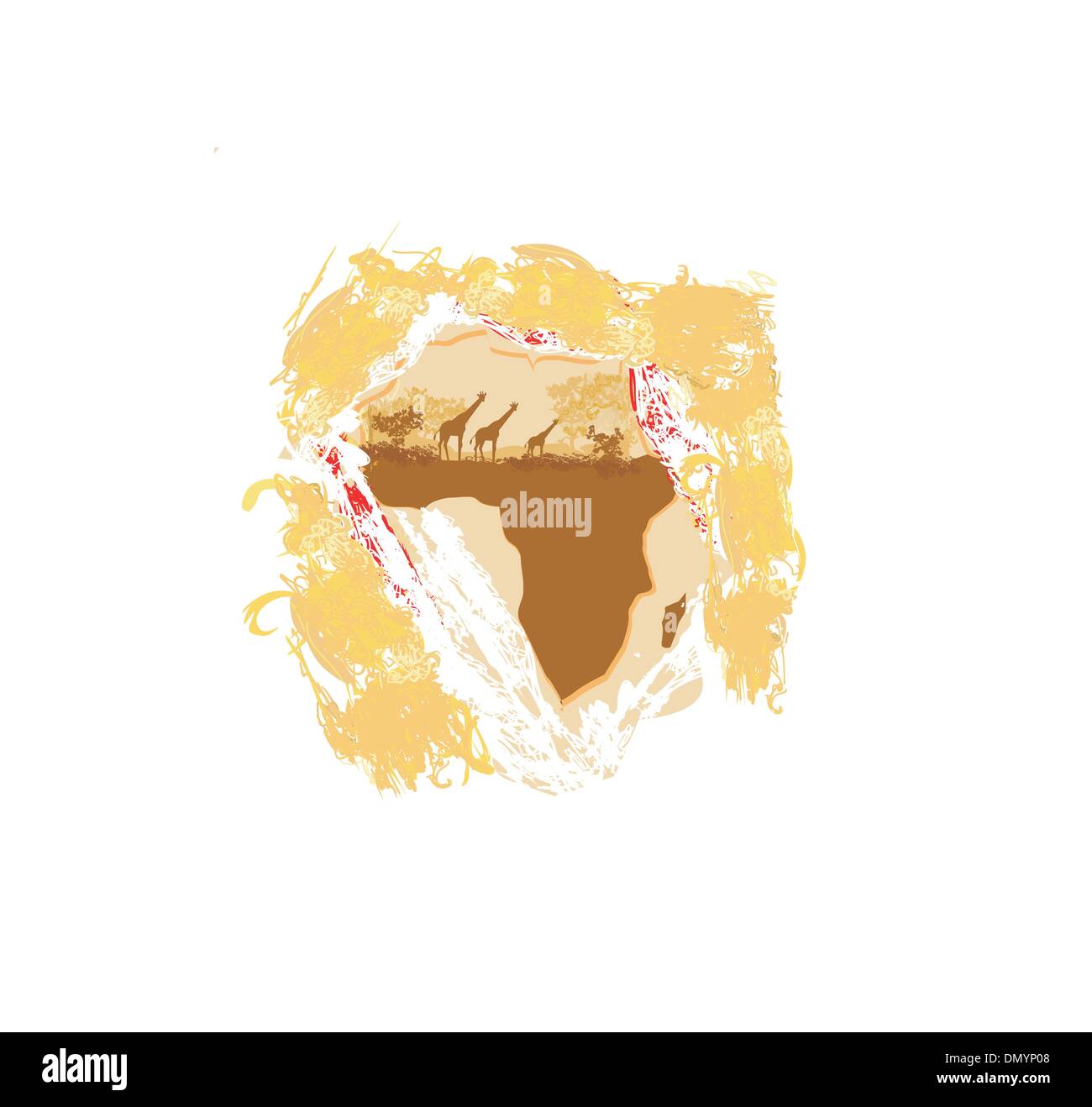 Grunge Hintergrund mit afrikanischen Fauna und flora Stock Vektor