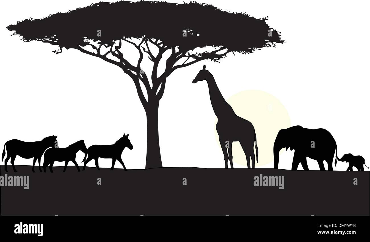 Afrika-Silhouette-Hintergrund Stock Vektor