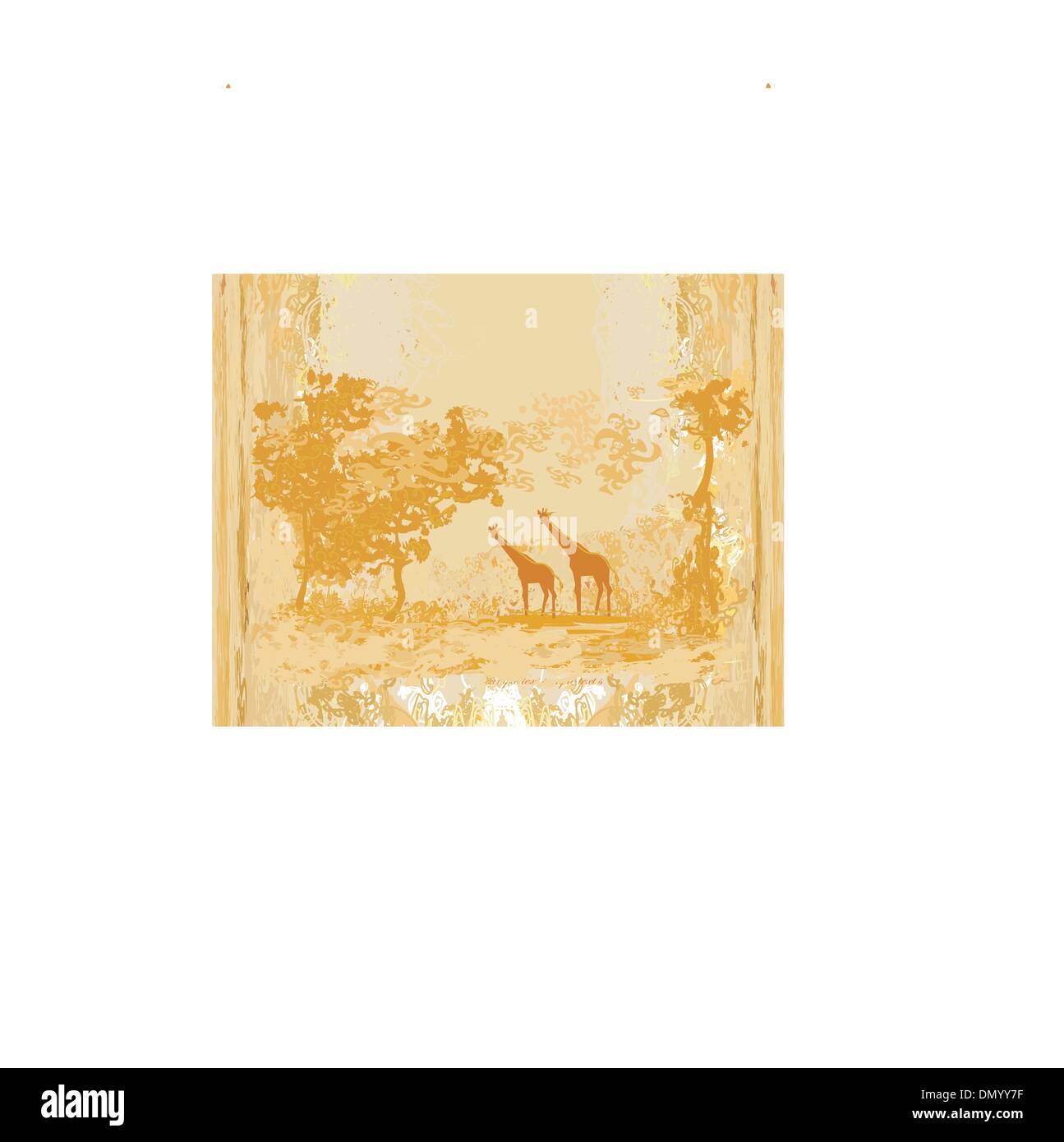 Grunge Hintergrund mit afrikanischen Fauna und flora Stock Vektor