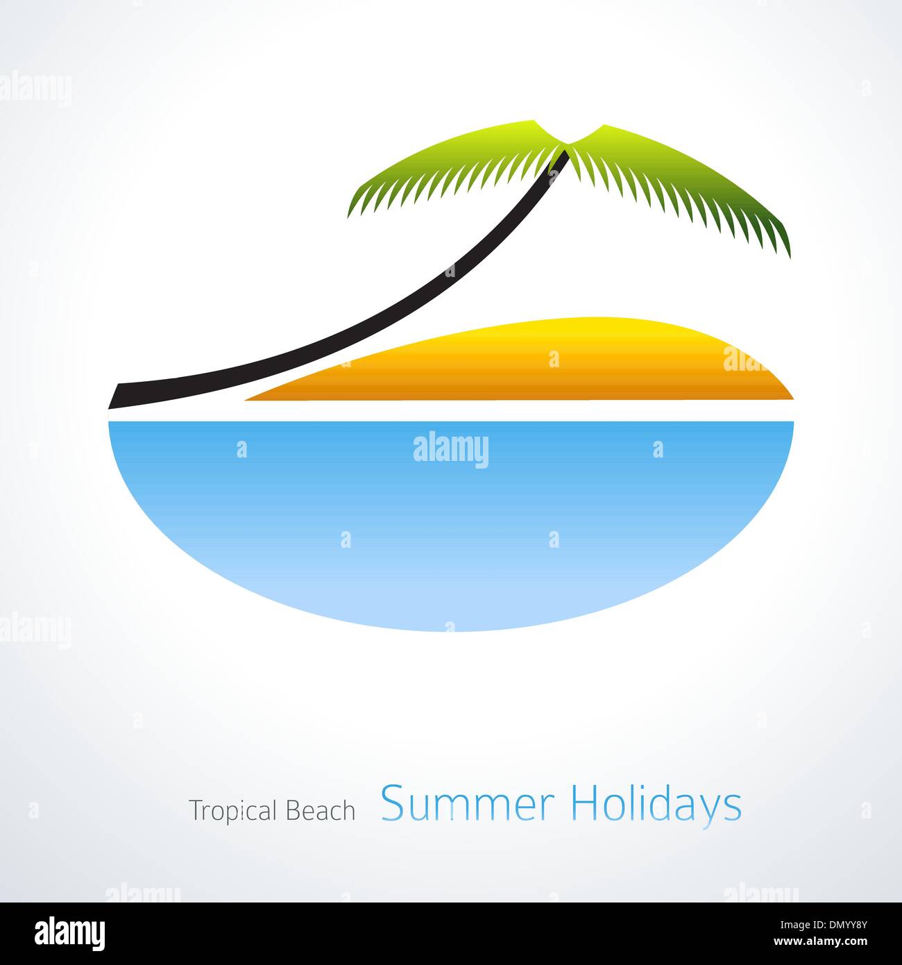 Tropischen Urlaub-Symbol. Palm Tree, blaues Meer und Sand. Reisen Des Stock Vektor
