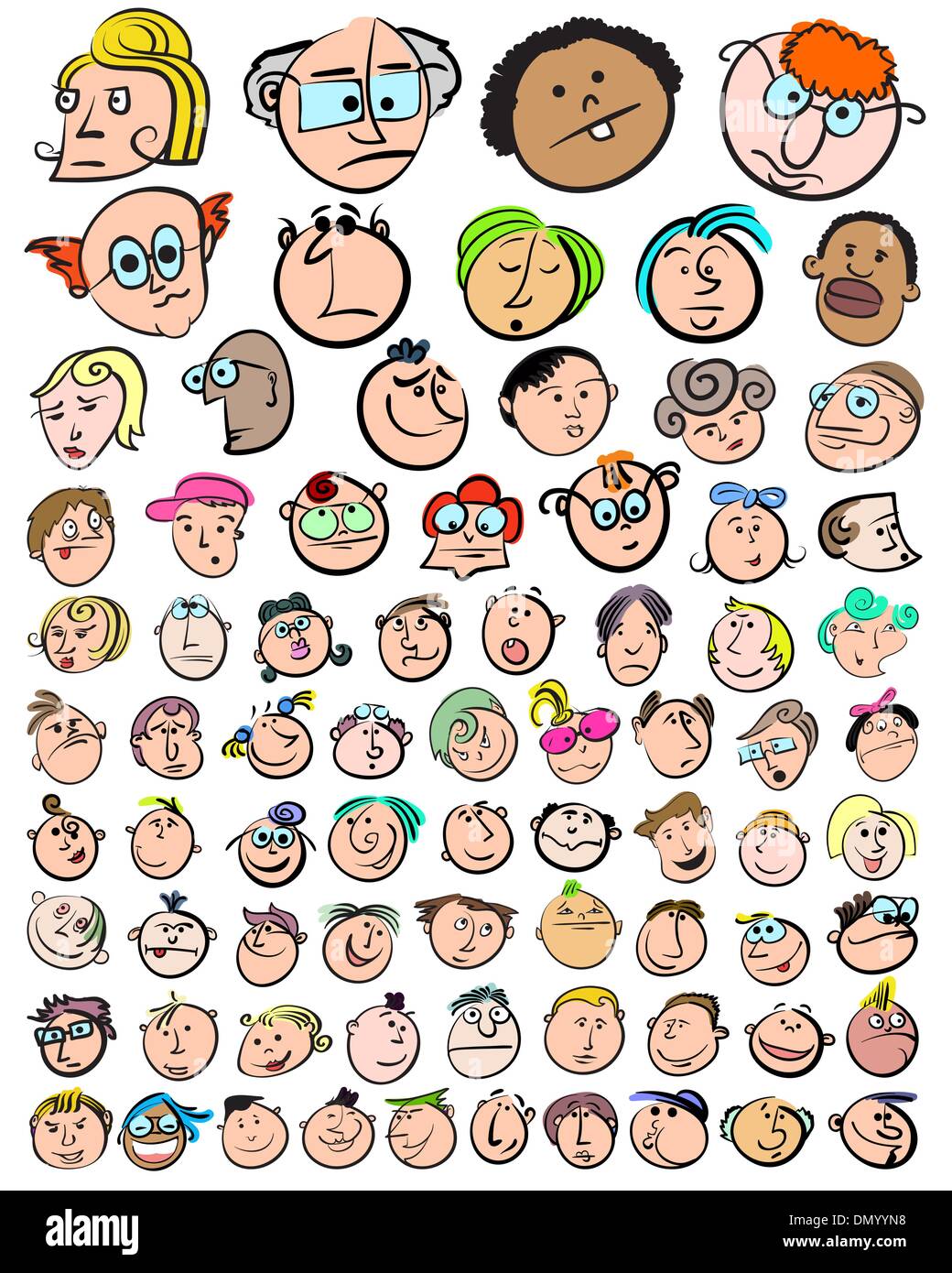 Menschen Gesicht Ausdruck Doodle Cartoon Icons Stock Vektor