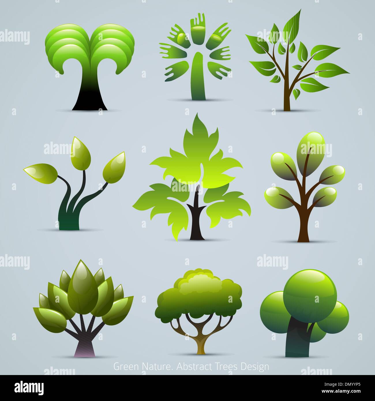 Grüner Baum Pflanzen Illustration. Abstrakte Natur-Vektor-Icons Stock Vektor