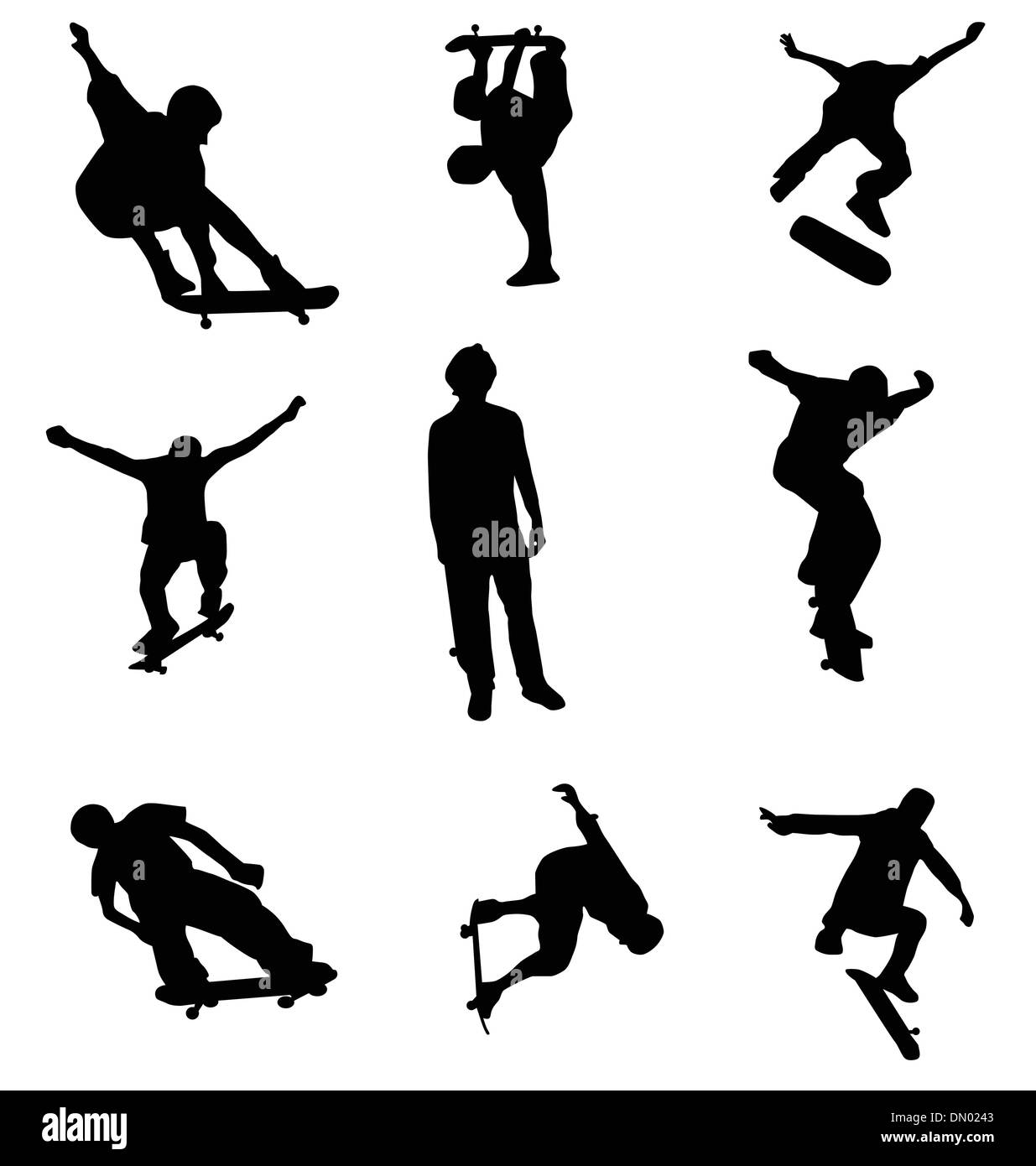 Skateboard Silhouetten eingestellt Stock Vektor