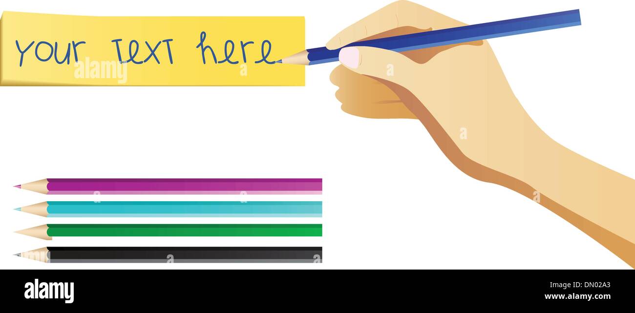 Handschrift auf Note mit Farbstiften. Stock Vektor