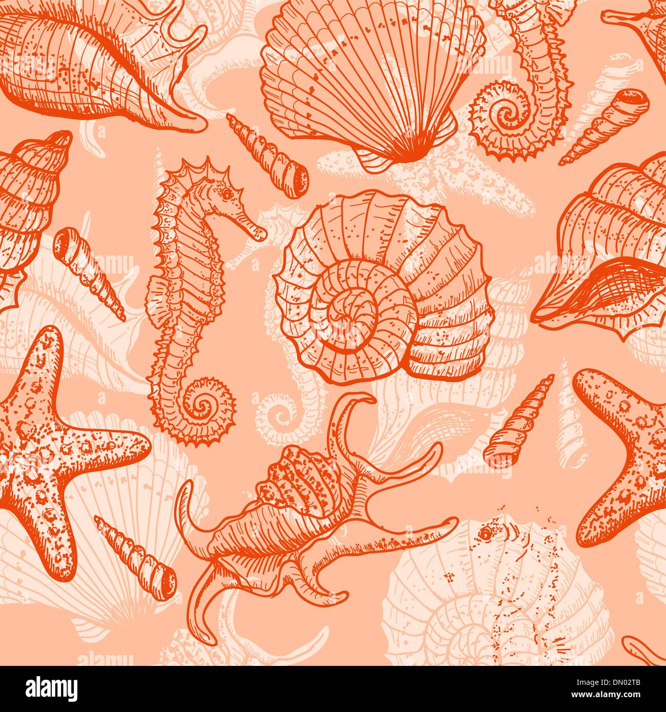 Meer Hand gezeichnete nahtlose Muster Stock Vektor