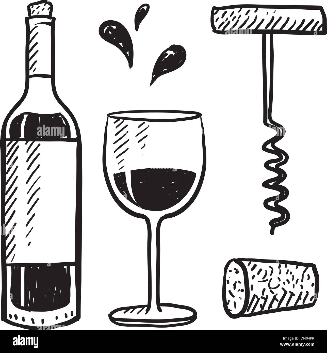 Wein Vektorobjekte Skizze Stock Vektor