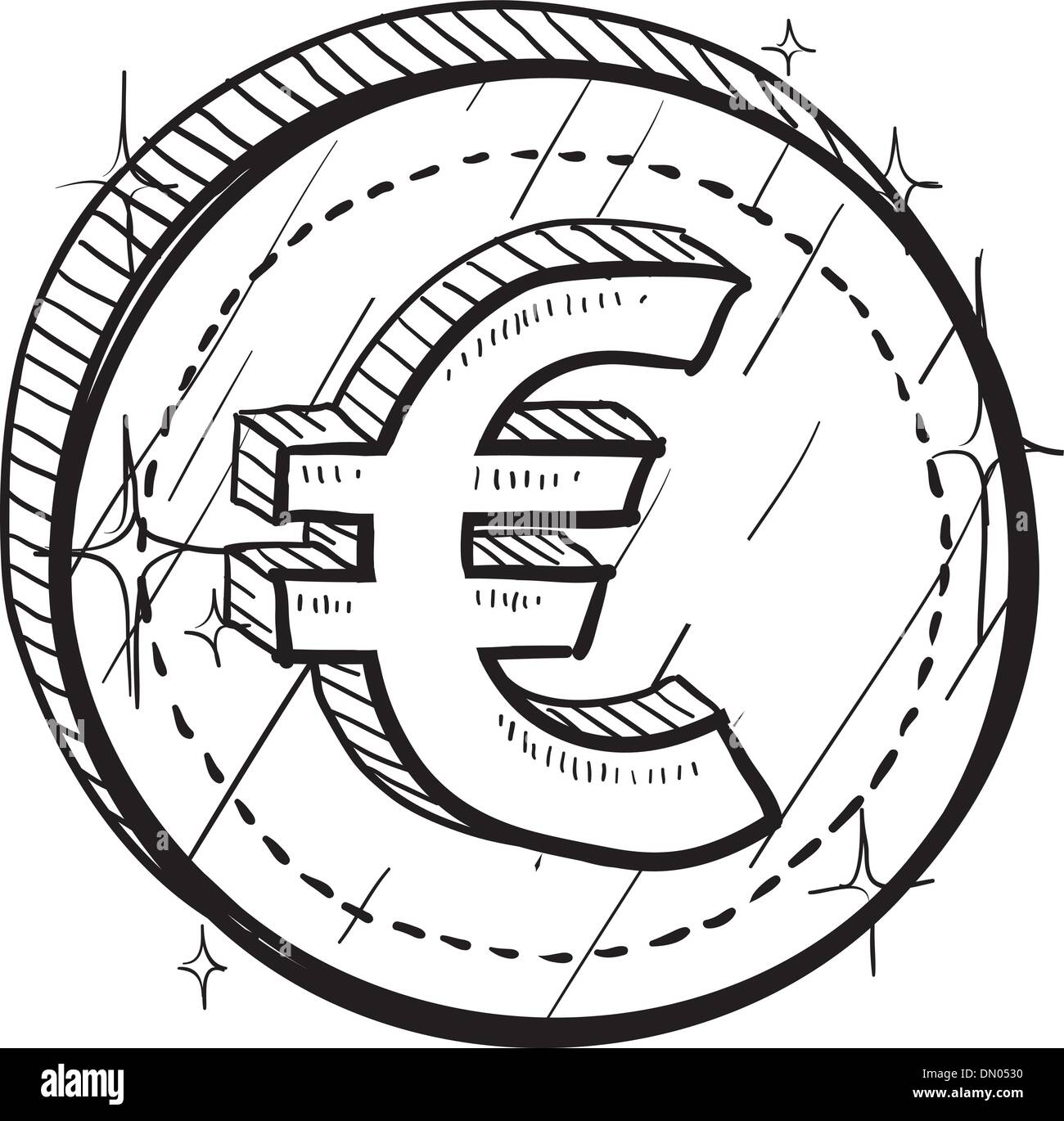 Euro-Symbol-Vektor-Skizze Stock Vektor