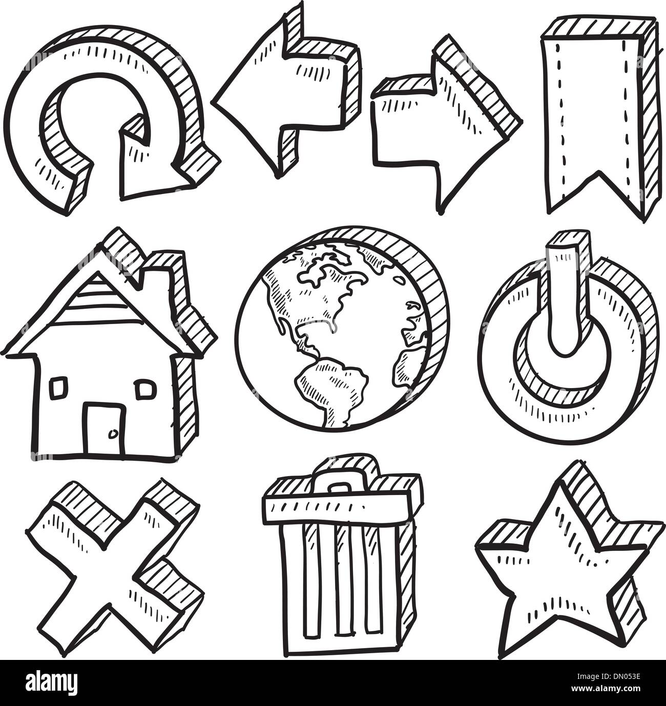Symbol "Internet" set Vector Skizze Stock Vektor