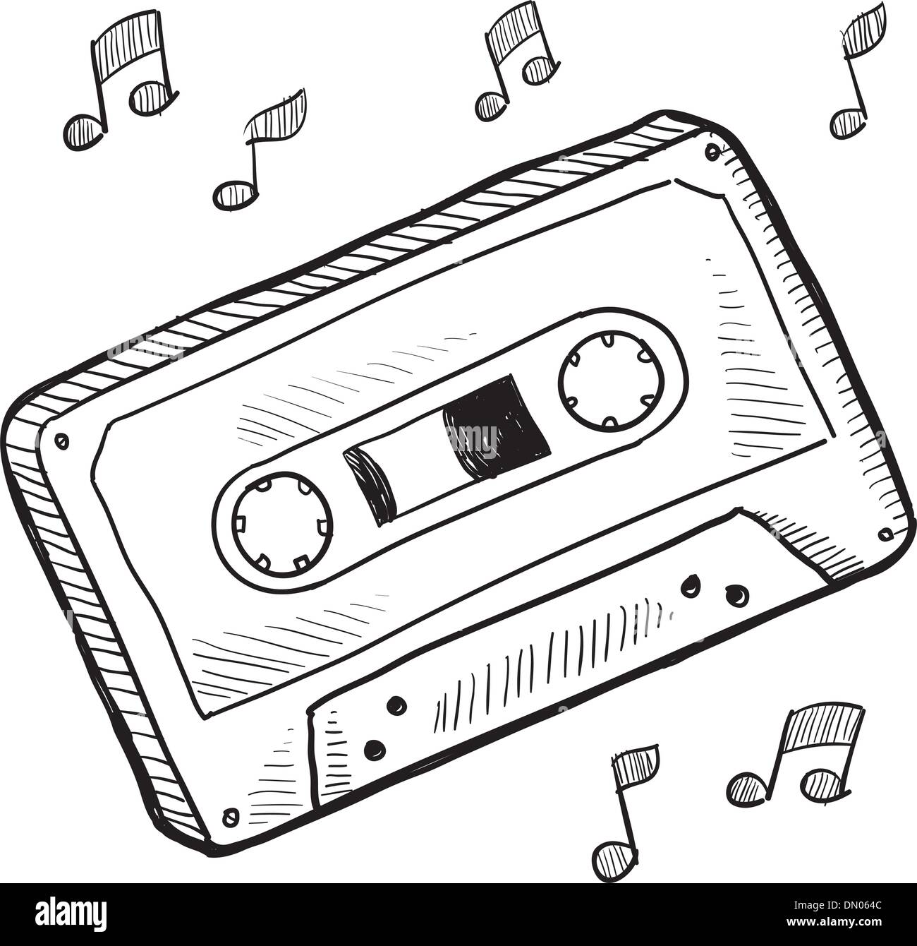 Retro-Audio-Kassette Klebeband Skizze Stock Vektor