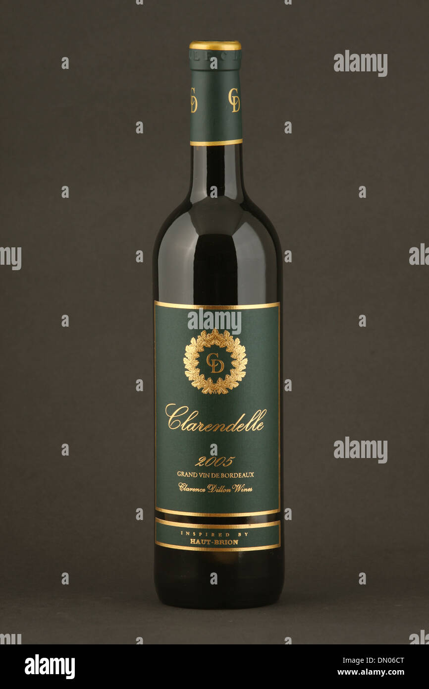 Eine Flasche französischen Rotwein, CD Clarendelle 2005, Grand vin de Bordeaux, Clarence Dillon Weine, Haut-Brion, Frankreich Stockfoto