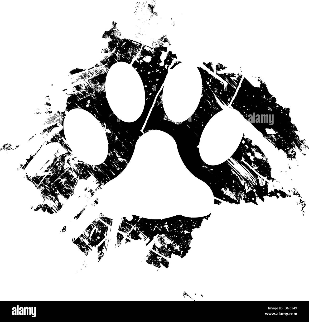 Grunge Paw print Vektor Stock Vektor