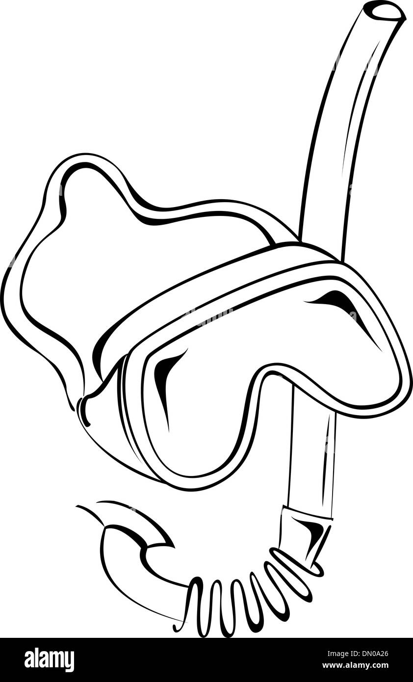 Black And White Kontur Tauchmaske Stock Vektor