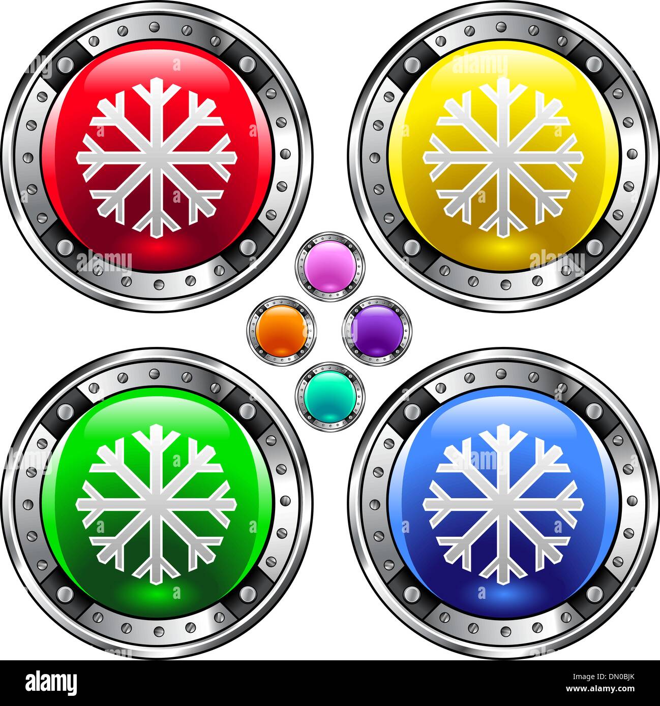 Schneeflocke Schaltfläche "bunt" Stock Vektor