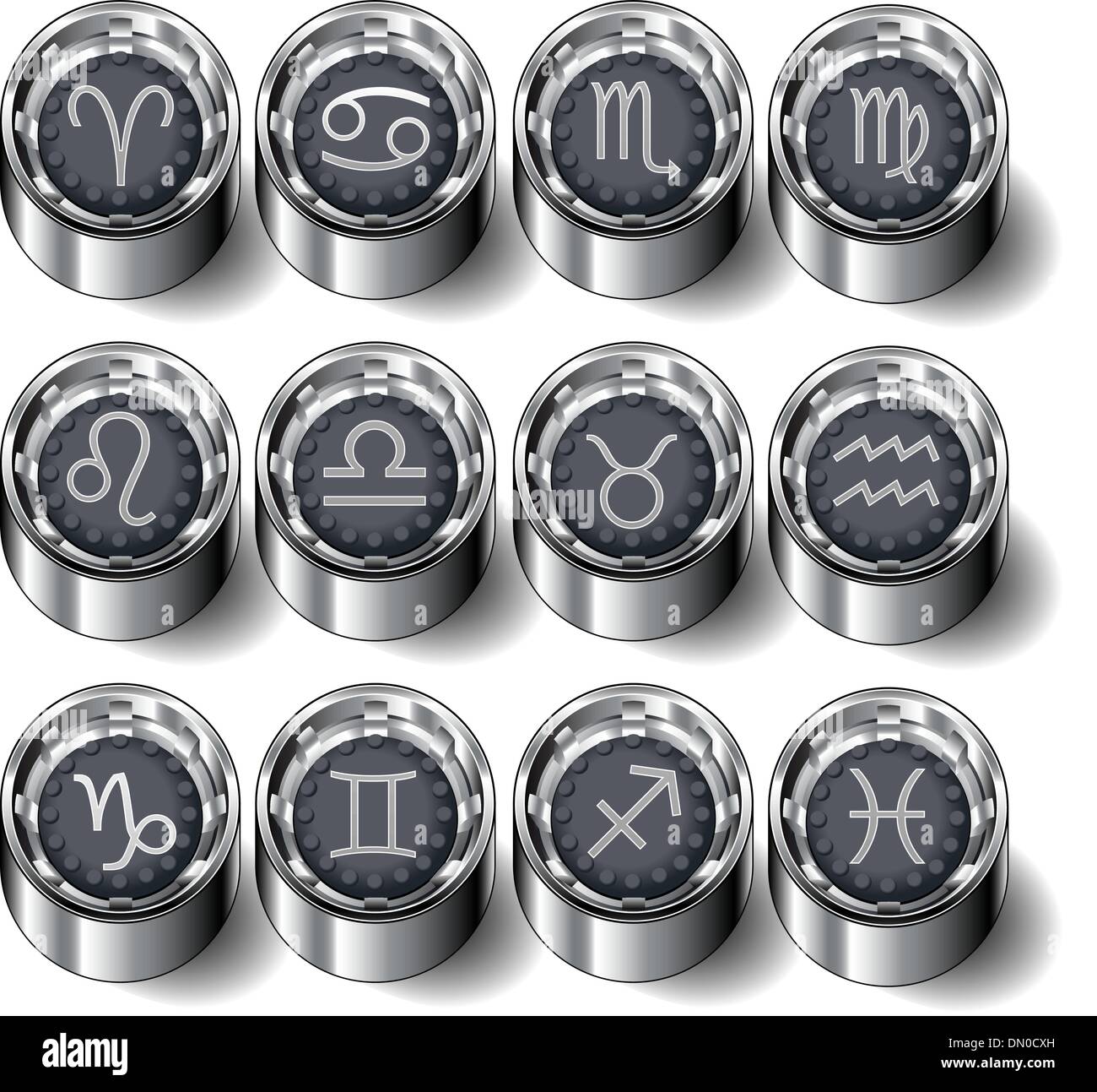 Tierkreis Zeichen Kautschuk Tastensatz Stock Vektor