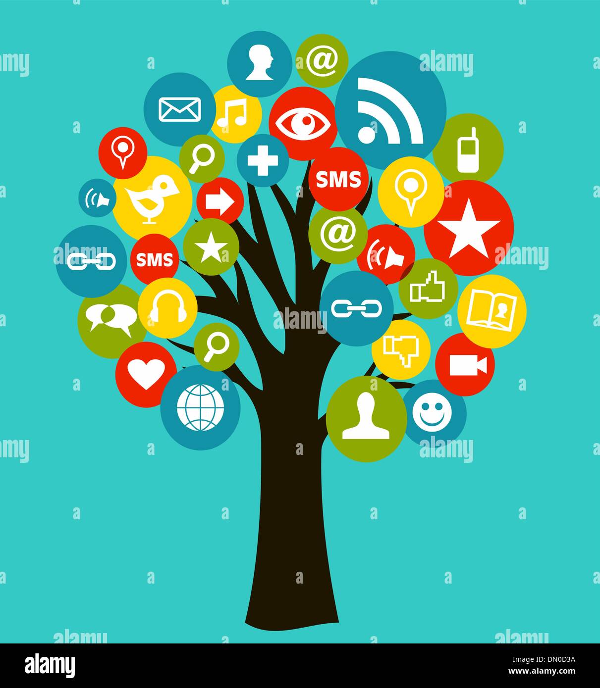 Social-Media-Netzwerke Geschäft Baum Stock Vektor