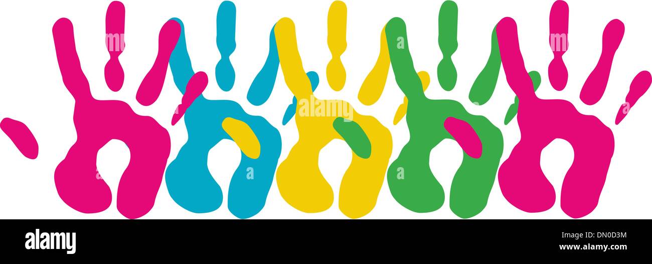 Multicolor Vielfalt Hände symbol Stock Vektor
