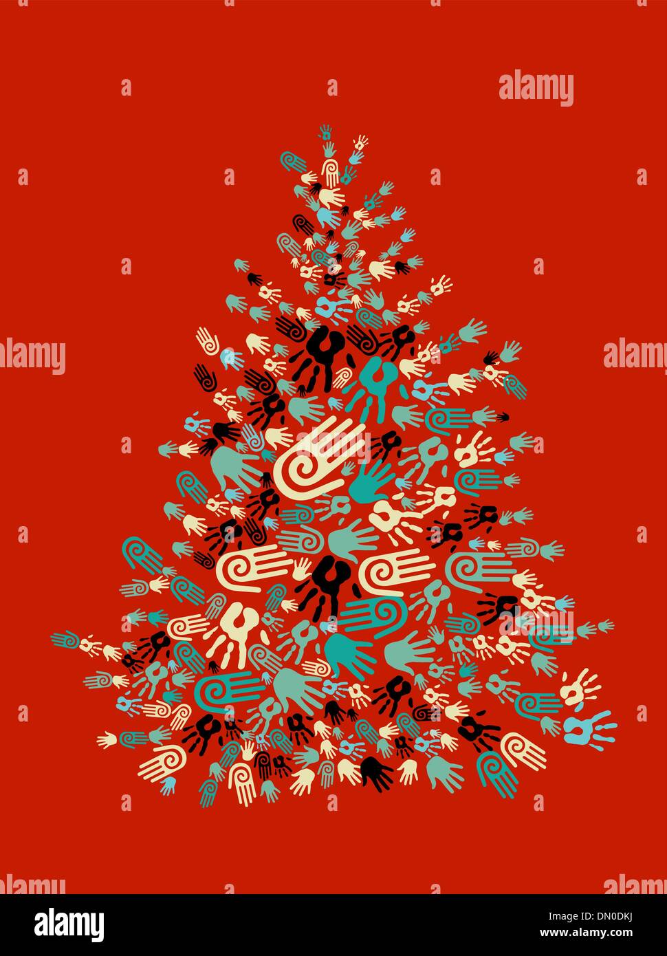Vielfalt-Weihnachtsbaum Hände Stock Vektor