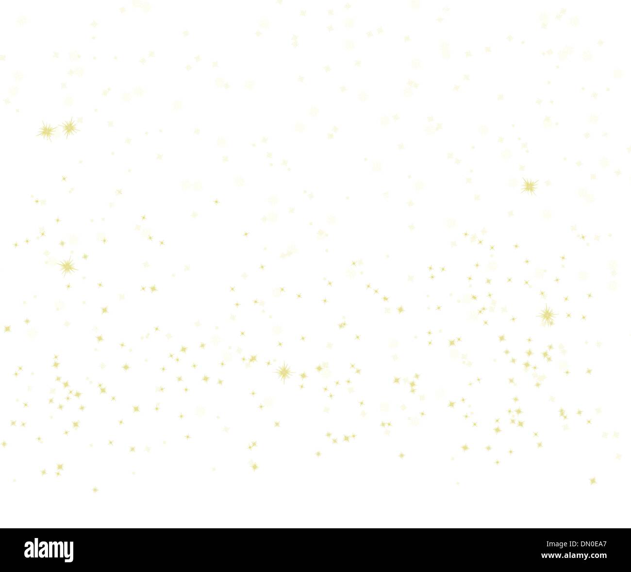 Schneeflocken und Sterne auf orangefarbenes Licht. EPS 8 Stock Vektor