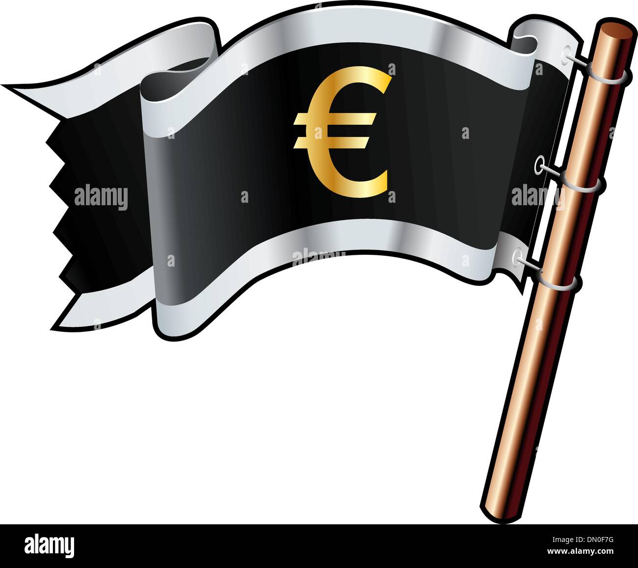 Euro-Währung-Piratenflagge Stock Vektor