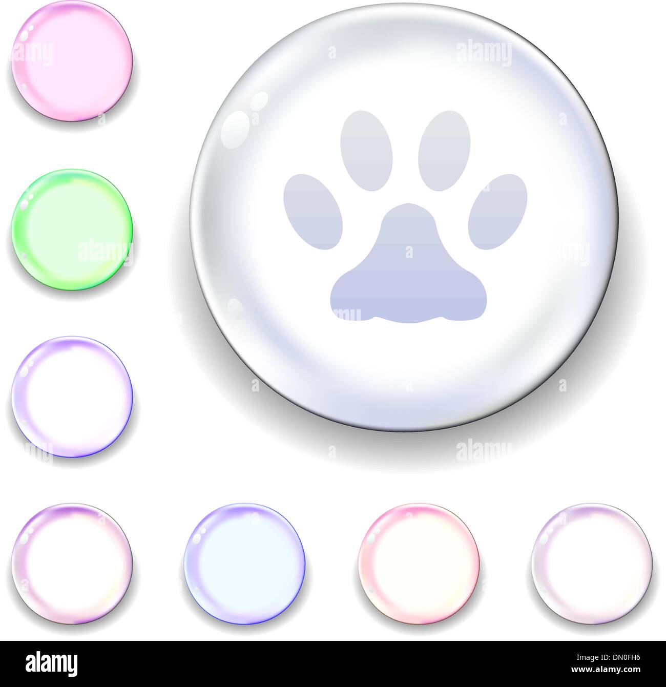 Paw print Glas-Kugel-Symbol Stock Vektor