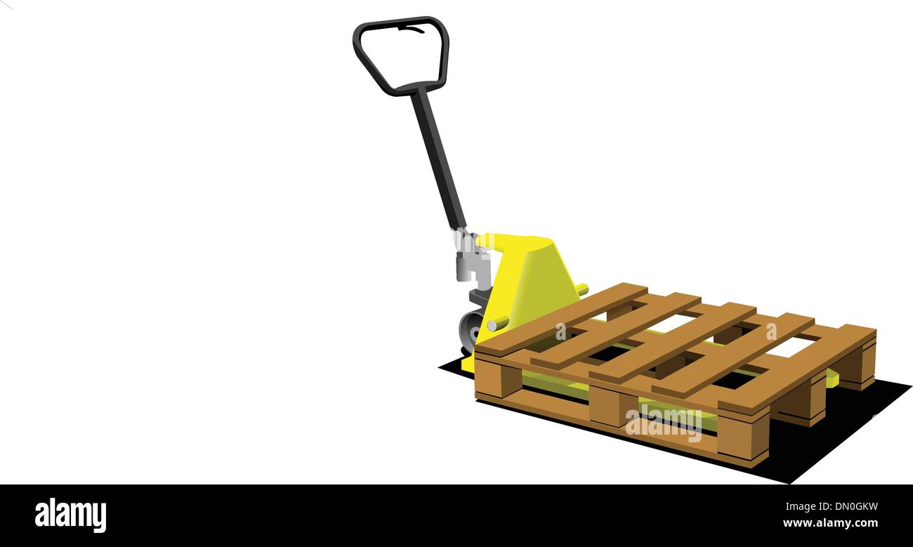 Gelbe Hubwagen. Gabelstapler. Vektor-illustration Stock Vektor