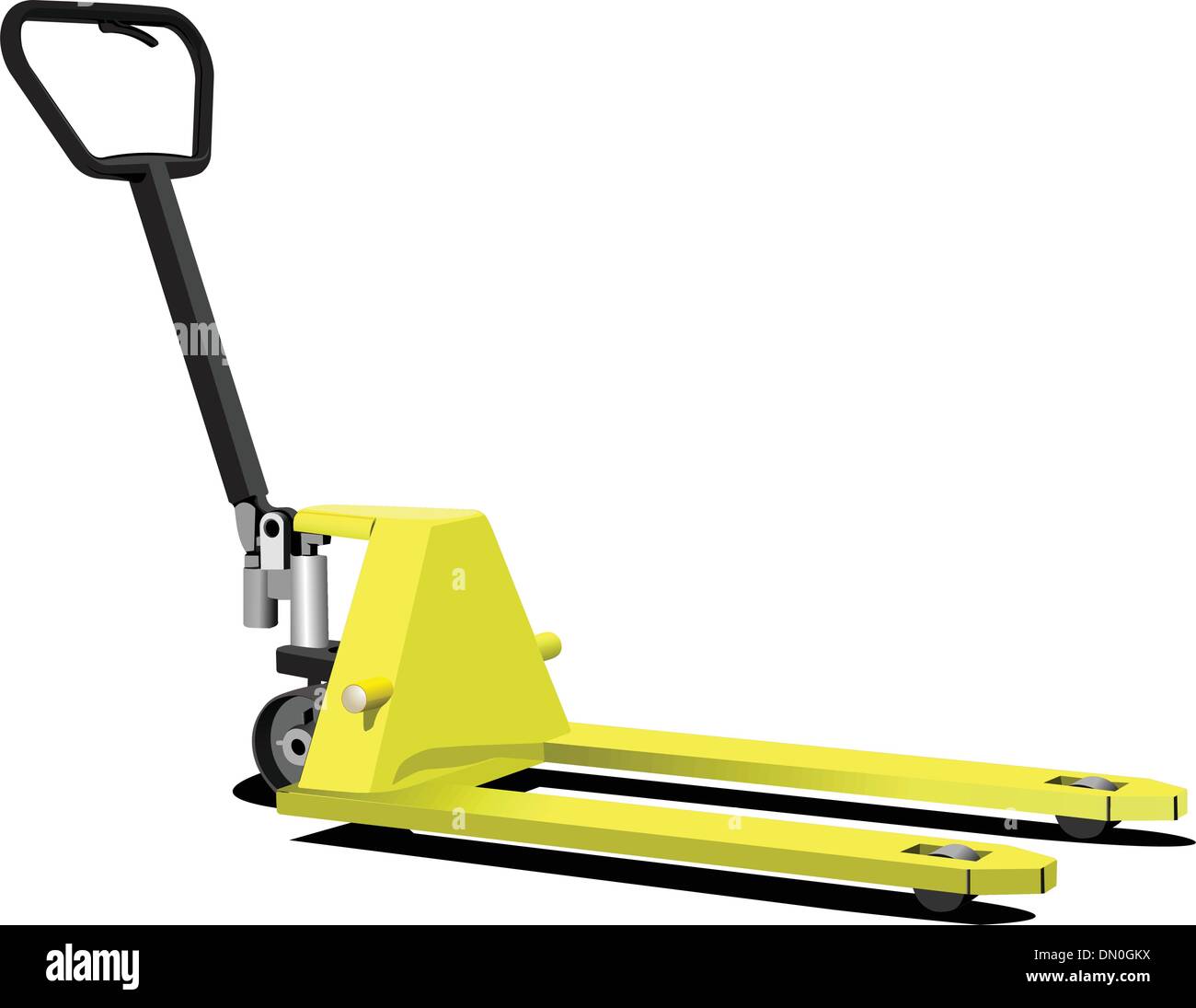 Gelbe Hubwagen. Gabelstapler. Vektor-illustration Stock Vektor