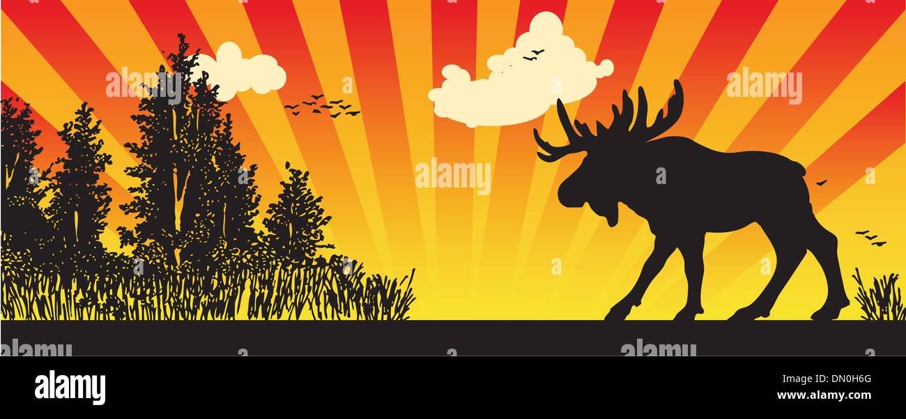 Elche im Wald Stock Vektor