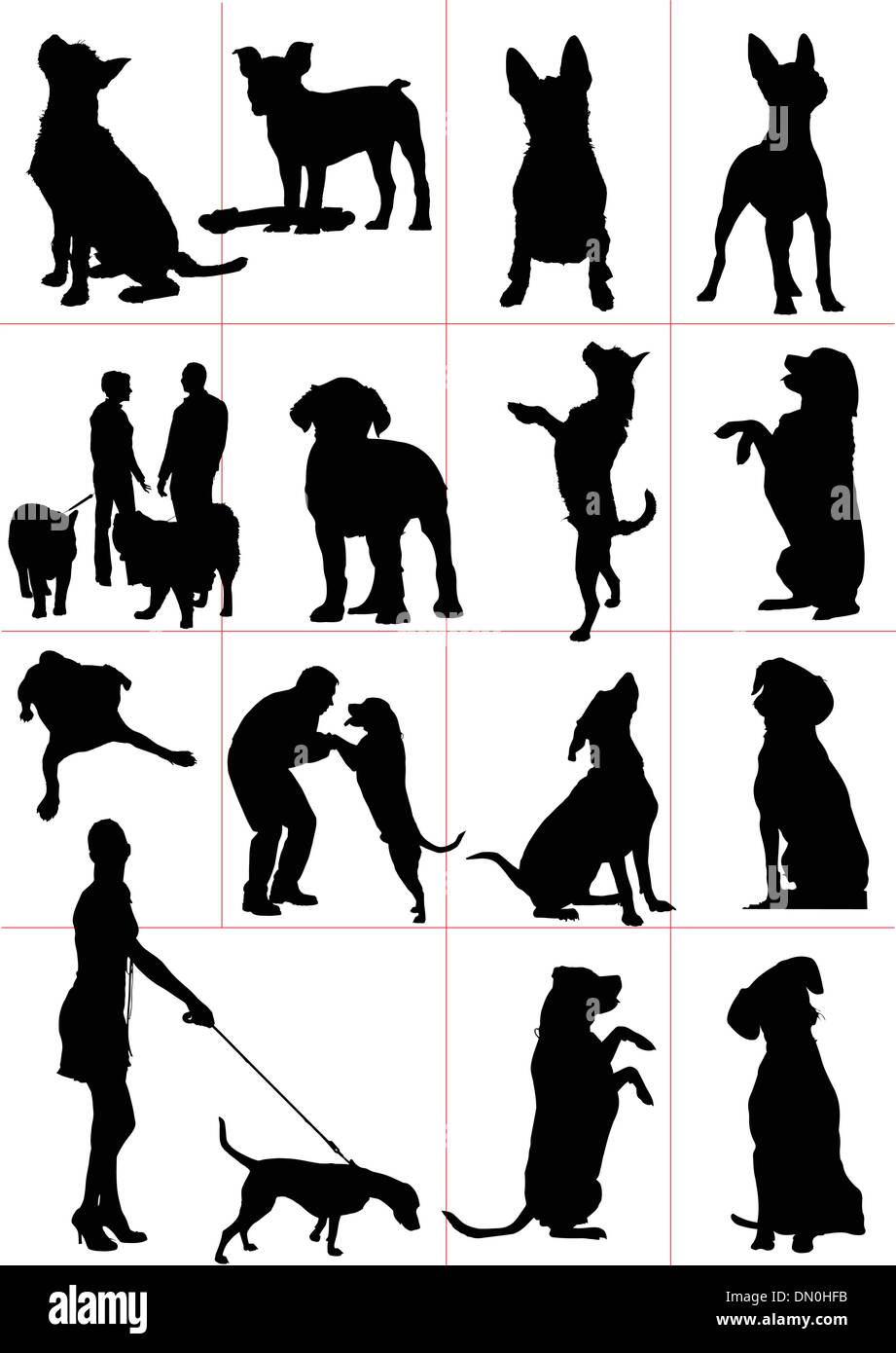 Satz von Hunden Silhouette. Vektor-illustration Stock Vektor
