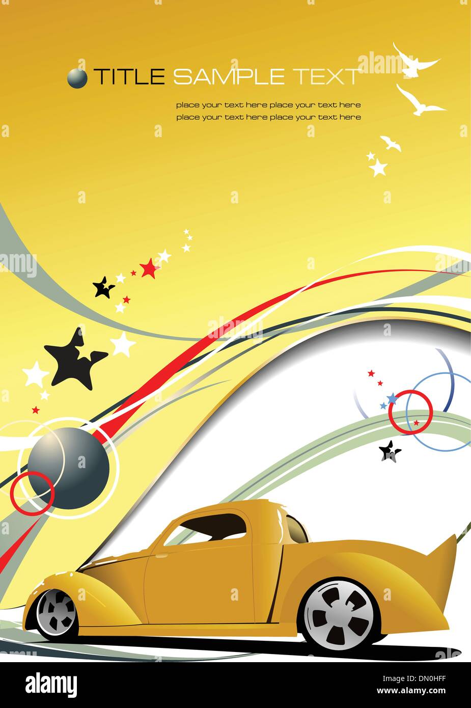 Gelbe betriebswirtschaftlichen Hintergrund mit Pick-up-Bild. Vektor-illustra Stock Vektor