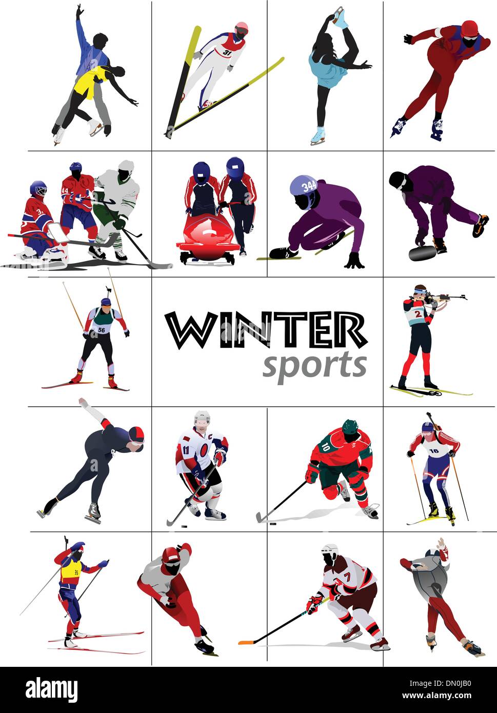 Große Reihe von Wintersport. Vektor-illustration Stock Vektor