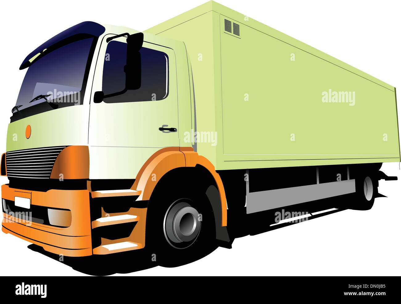 Vektor-Illustration von hellen gelben kleinen LKW Stock Vektor