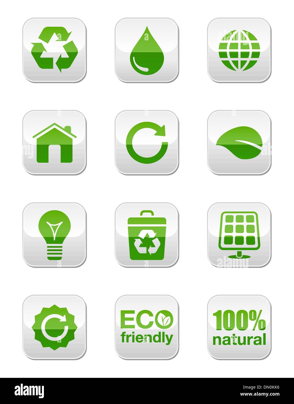Eco-grüne Symbole auf modernen glänzende Knöpfe Stock Vektor