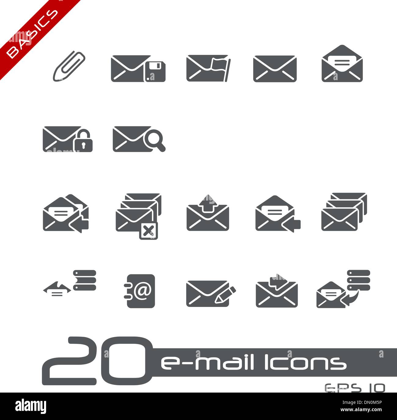 E-Mail-Icons / / Grundlagen Stock Vektor