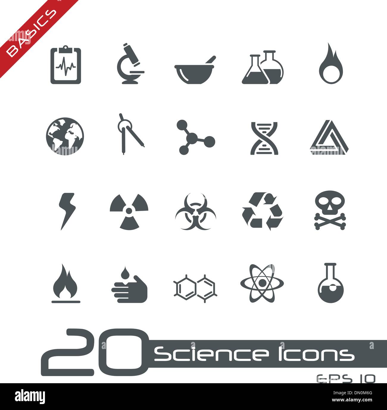 Wissenschaft-Icons / / Grundlagen Stock Vektor
