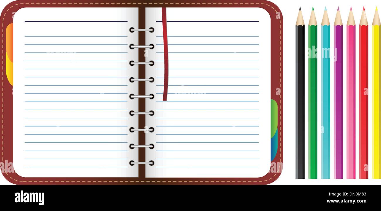 Organizer mit Stiften, Schere und Radiergummi-set Stock Vektor