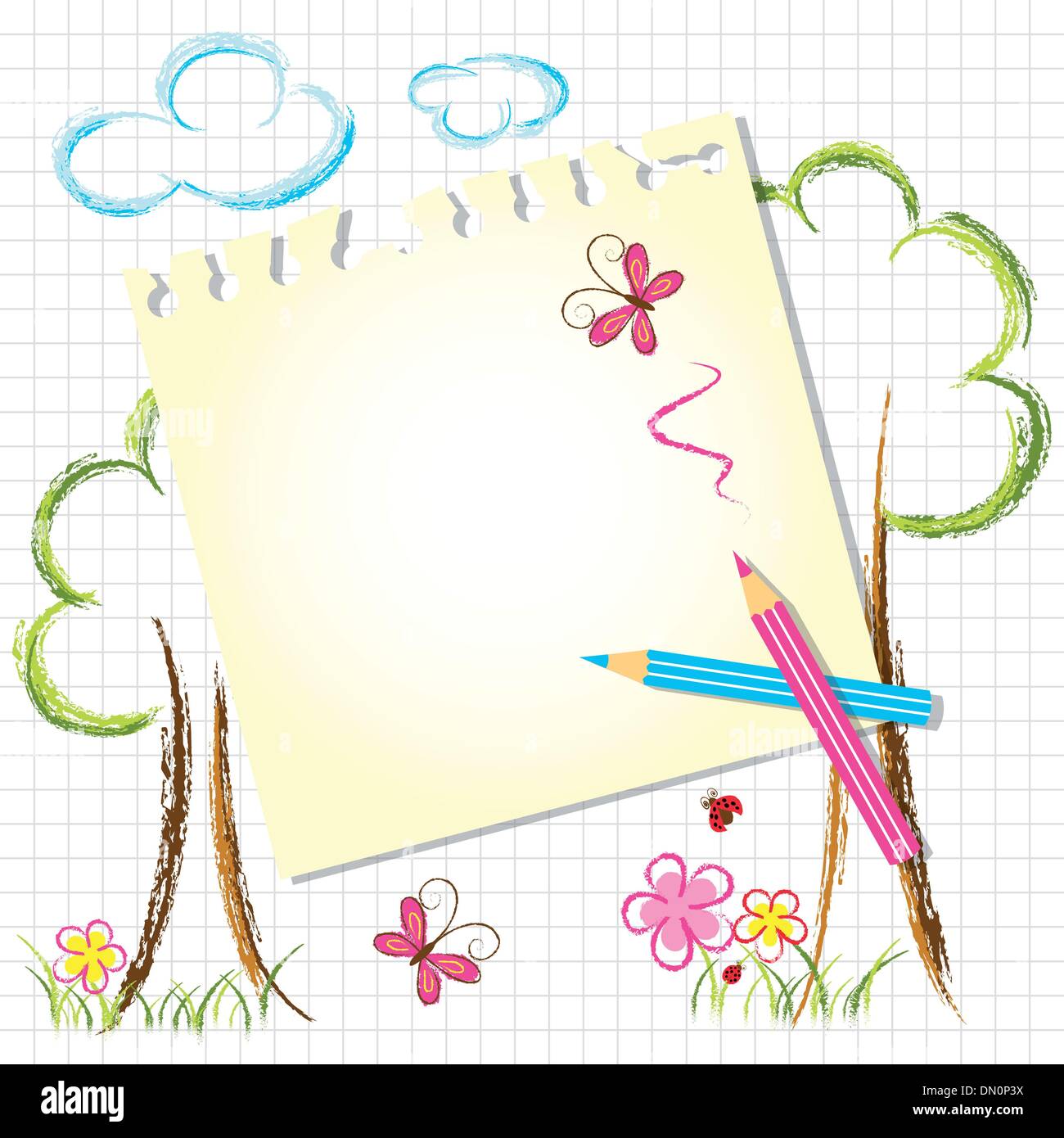 Bunte Farbe Bleistift Zeichnung Hintergrund Stock Vektor