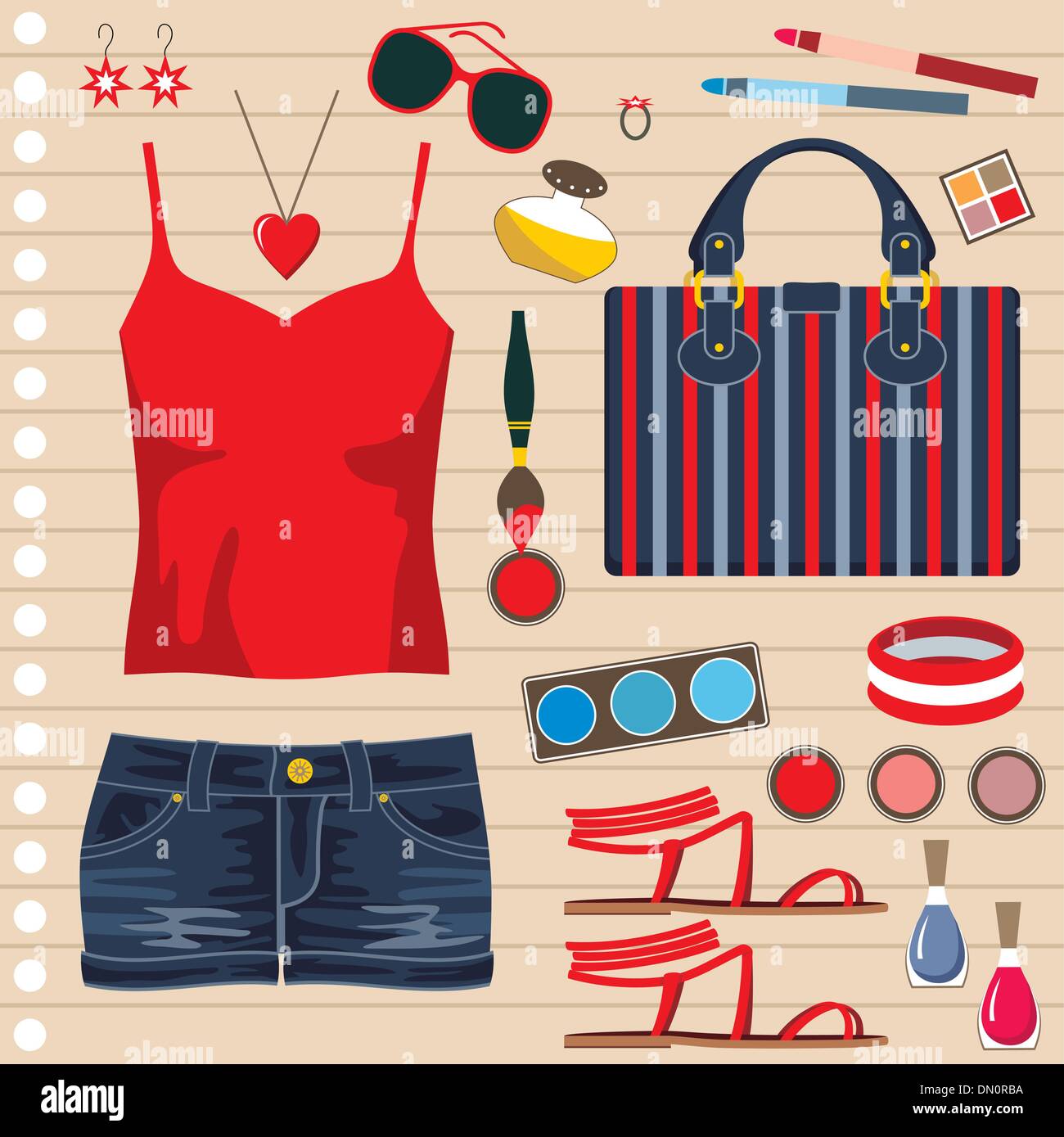 Mode mit Jeansrock Stock Vektor