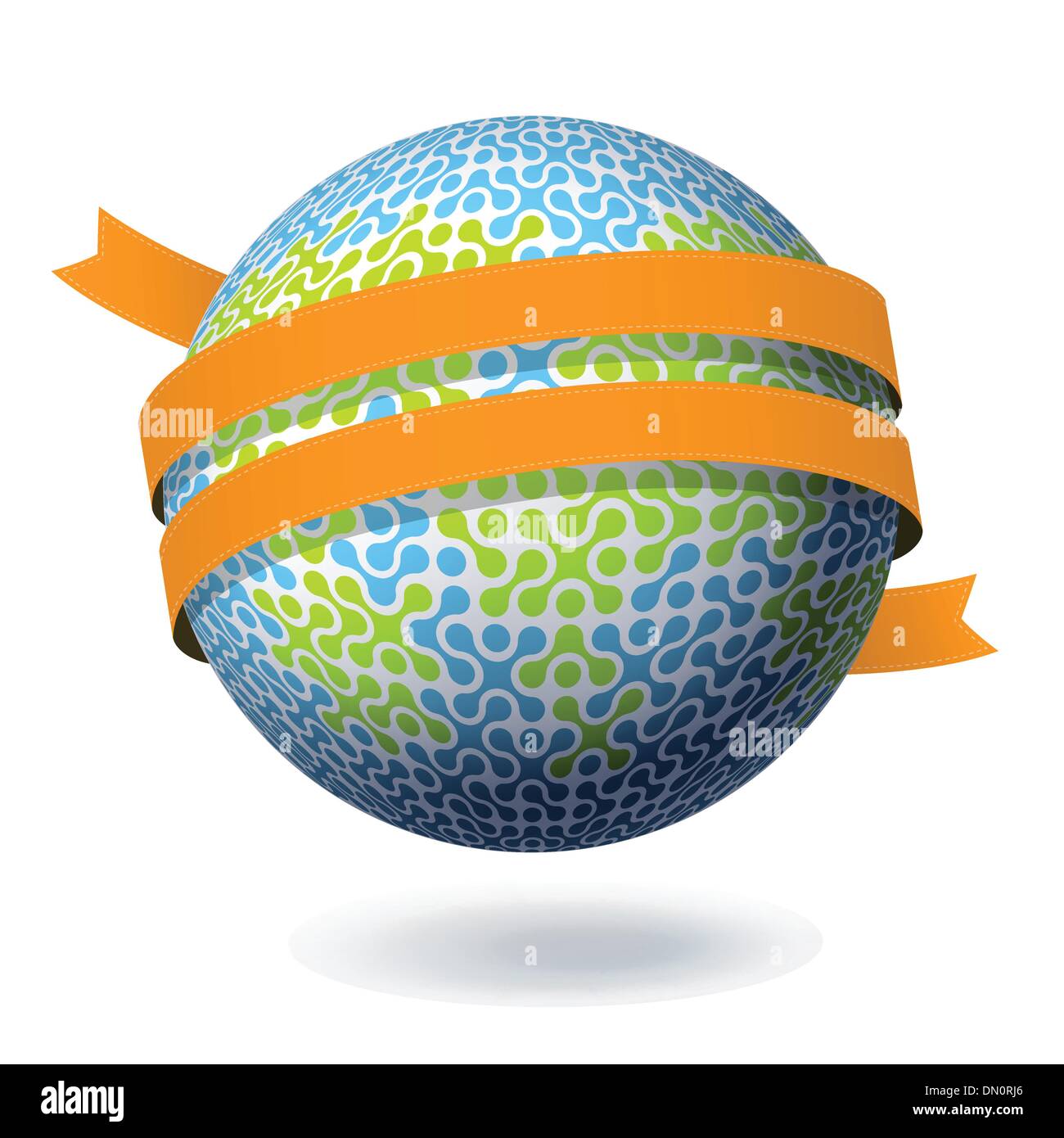 Abstrakter Globus-Symbol mit orange Band. Vektor-Illustration, E Stock Vektor