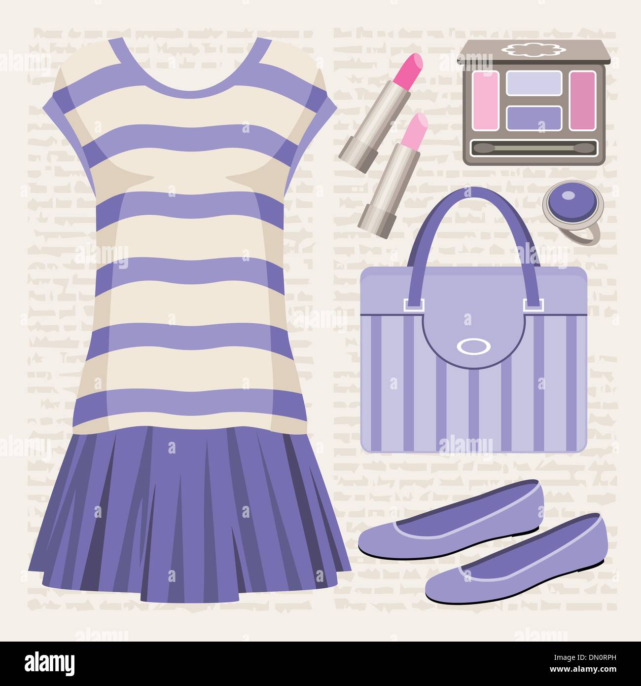 Mode mit einem Oberteil und einem Rock. Stock Vektor