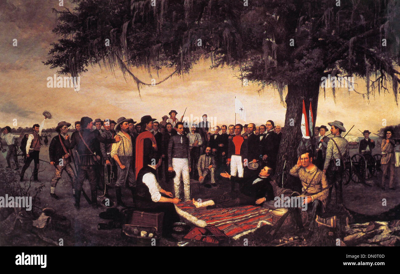 Mexikanischen General Santa Anna kapituliert nach Texaner Sam Houston bei der Schlacht von San Jacinto - 21. April 1836 Stockfoto