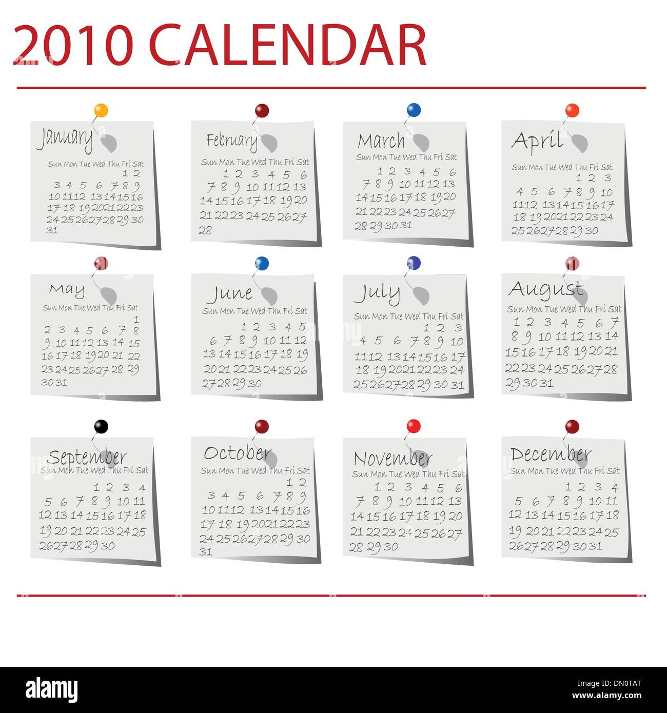 Kalender 2010. Stock Vektor