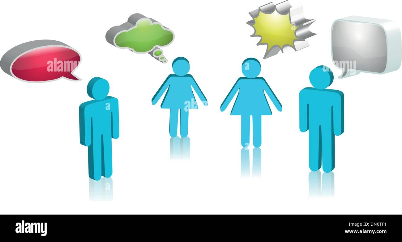 Vektor-Bild von Menschen mit Gedankenblase Stock Vektor