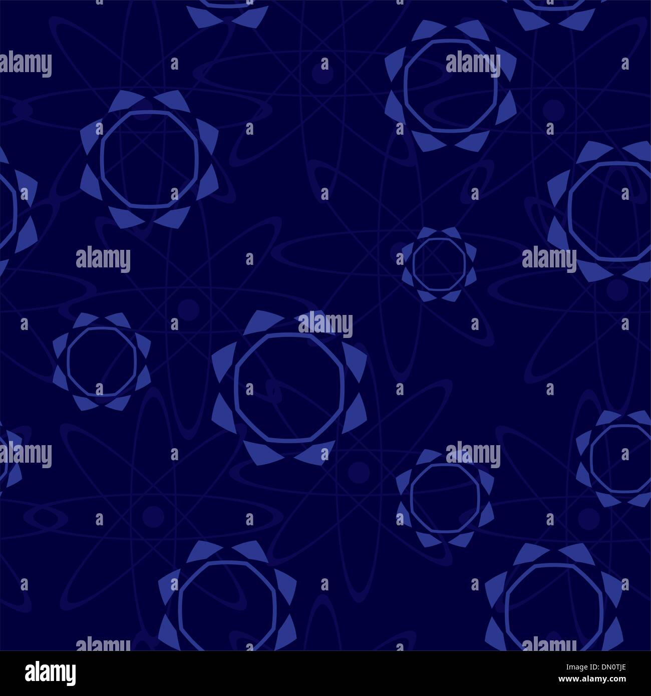 Vektor dunkel blaue nahtlose Muster mit Figuren Stock Vektor