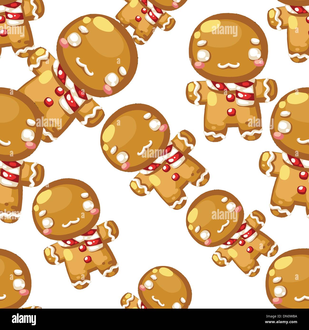 Niedliche braune Weihnachtsplätzchen auf weißem Hintergrund. Stock Vektor