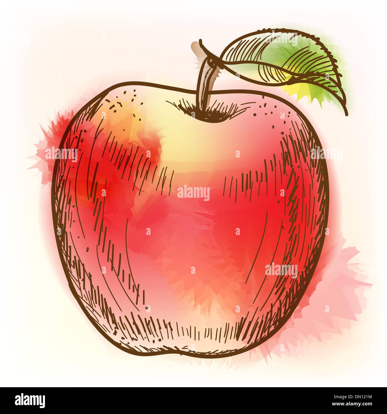 Roter Apfel, Aquarell Malerei Stock Vektor